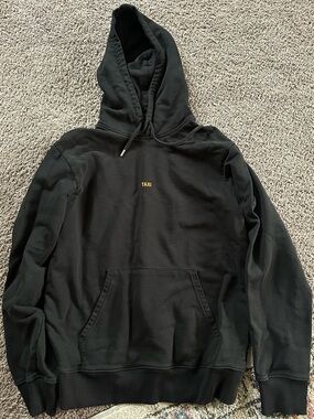 Helmut Lang Black Hoodie with Small Yellow "TAXI" Embroidery